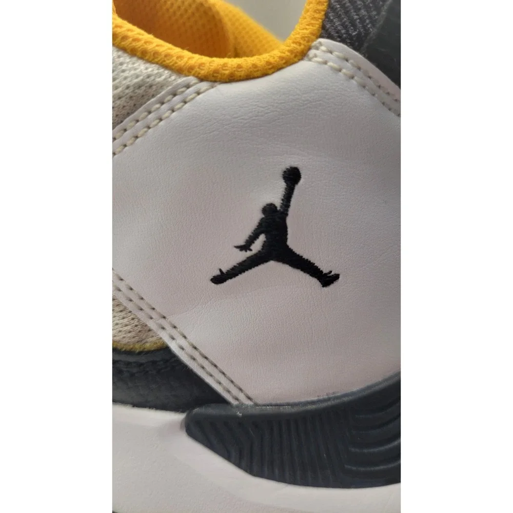 Jordan Mid Top Colorblock Lace Up Leather Sneakers Black White Yellow DC7230